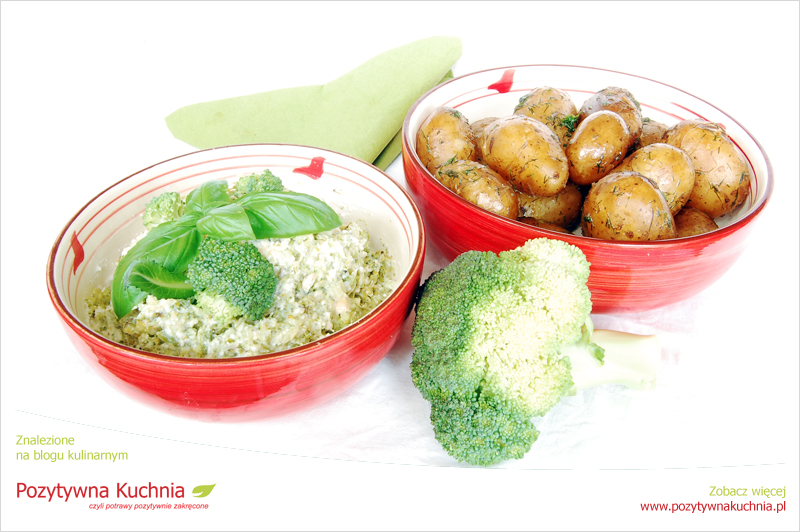 Młode ziemniaki z dipem brokułowym