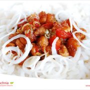 Smażone krewetki z porem