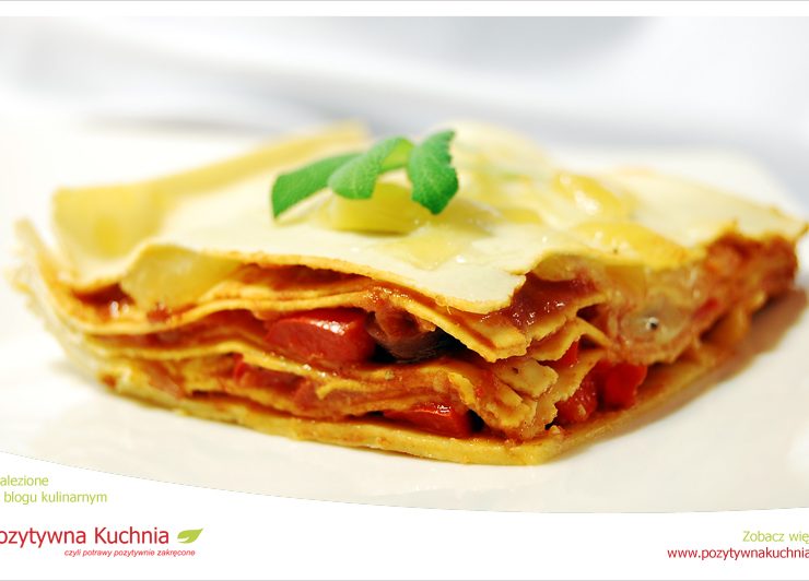 Lasagne z sosem pomidorowym i fasolą