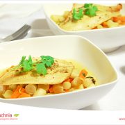 Limanda ze szparagami i marchewką