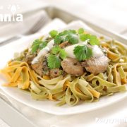 Kurczak z porem i pieczarkami