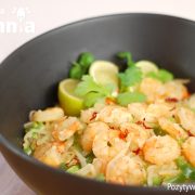 Makaron z krewetkami i mlekiem kokosowym