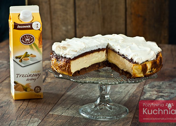 Sernik z powidłami na spodzie brownie