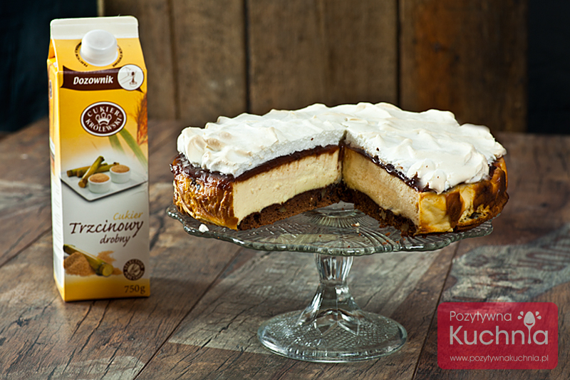 Sernik z powidłami na spodzie brownie