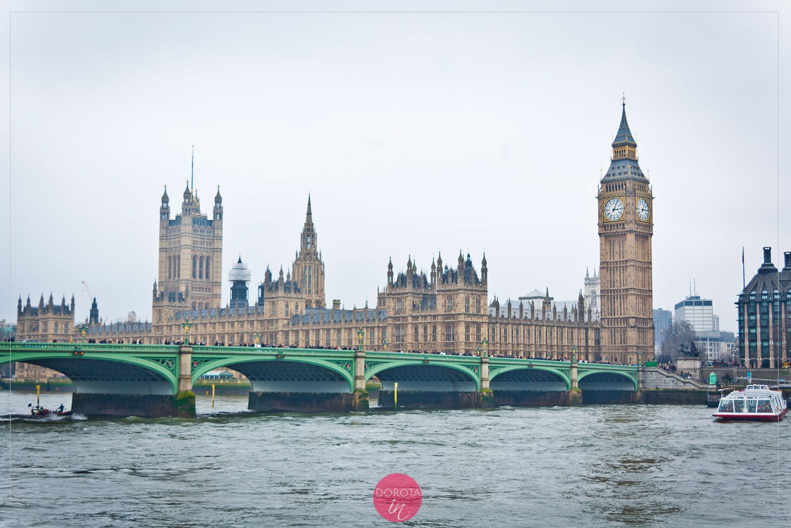 Big Ben, budynek parlamentu i Westminster Bridge