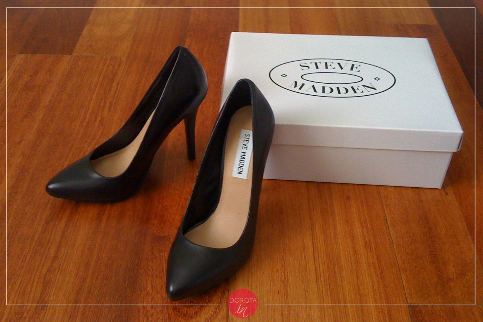 Czarne szpilki skórzane Steve Madden