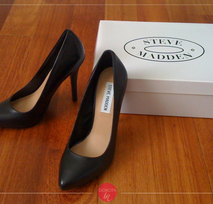 Czarne szpilki skórzane Steve Madden