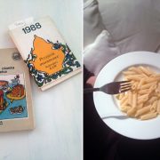 Książki kucharskie i makaron z oliwą