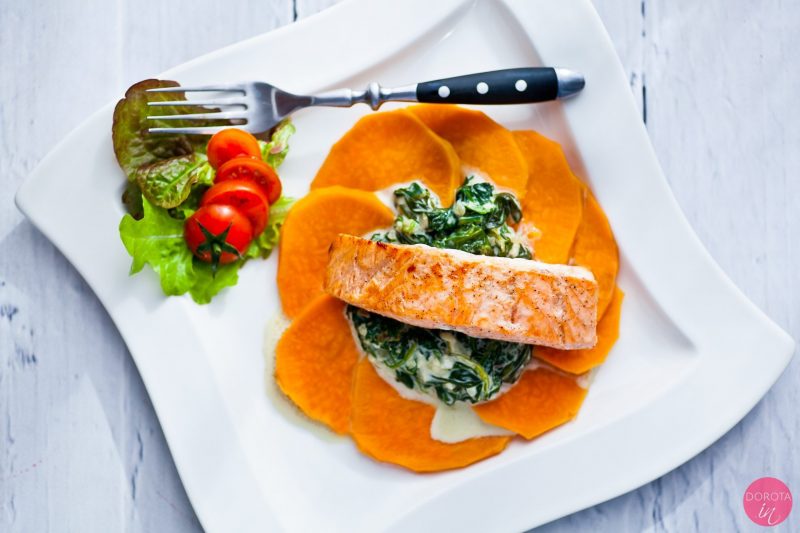 Łosoś ze szpinakiem