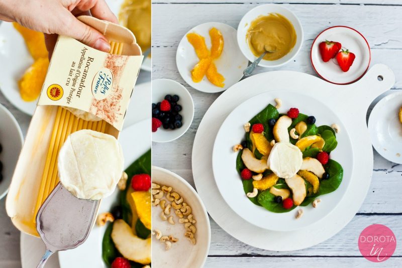 Sałatka ze szpinakiem i kozim serem - przepis - krok 5