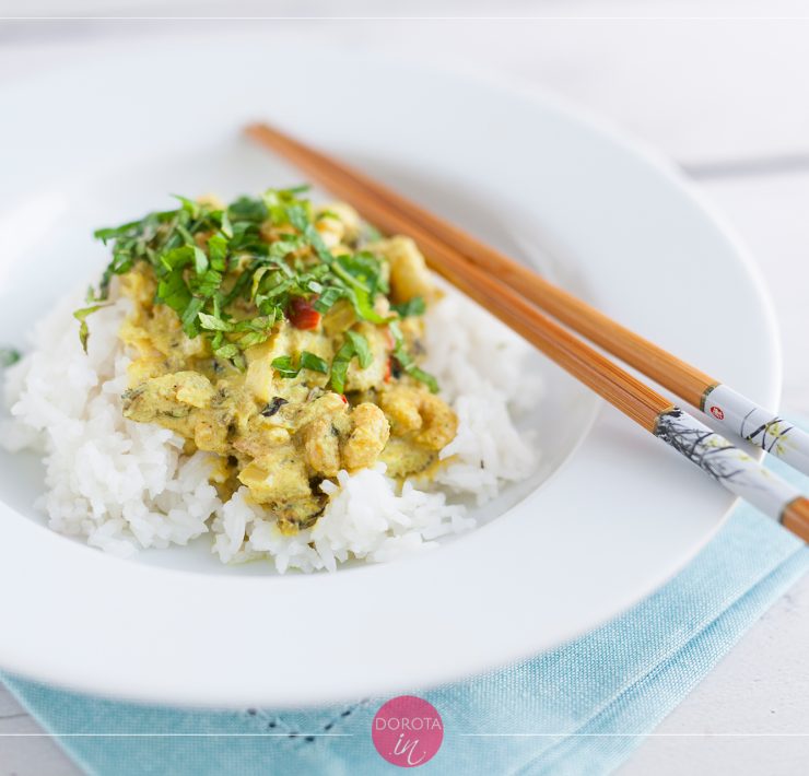 Krewetki z mlekiem kokosowym