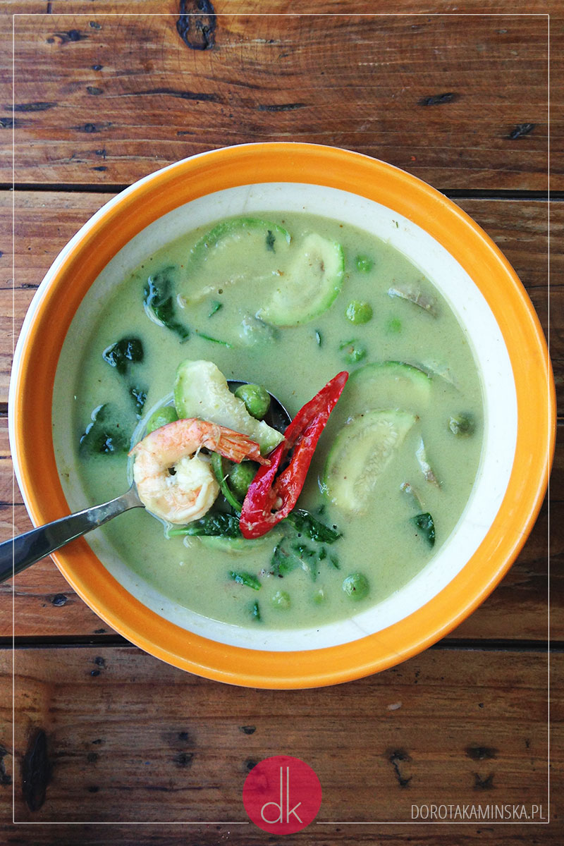 Tajskie green curry z krewetkami