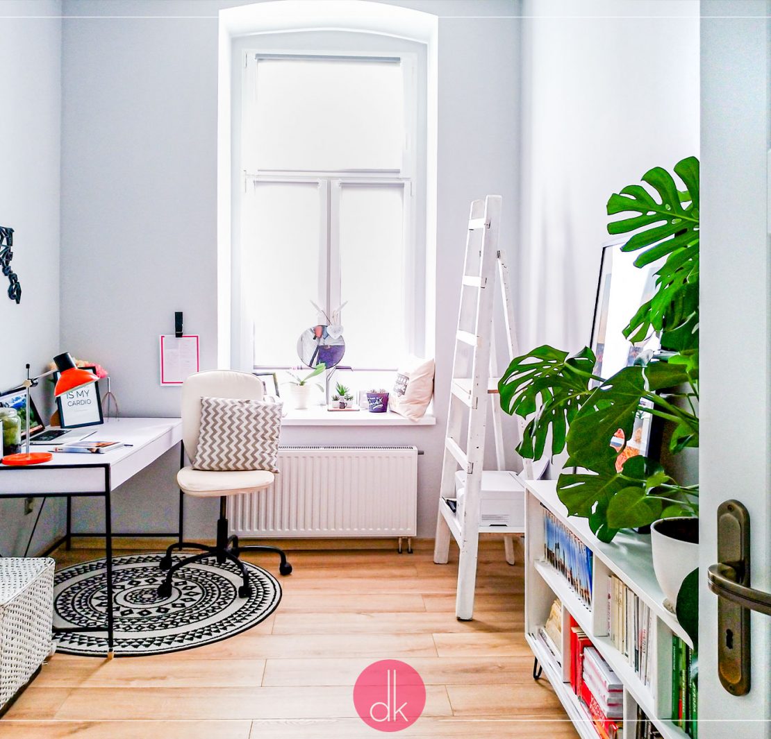 Pokój do pracy - domowe biuro soft loft - minimalistyczny styl