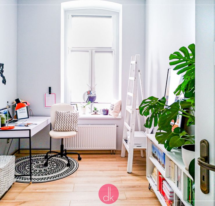 Pokój do pracy - domowe biuro soft loft - minimalistyczny styl